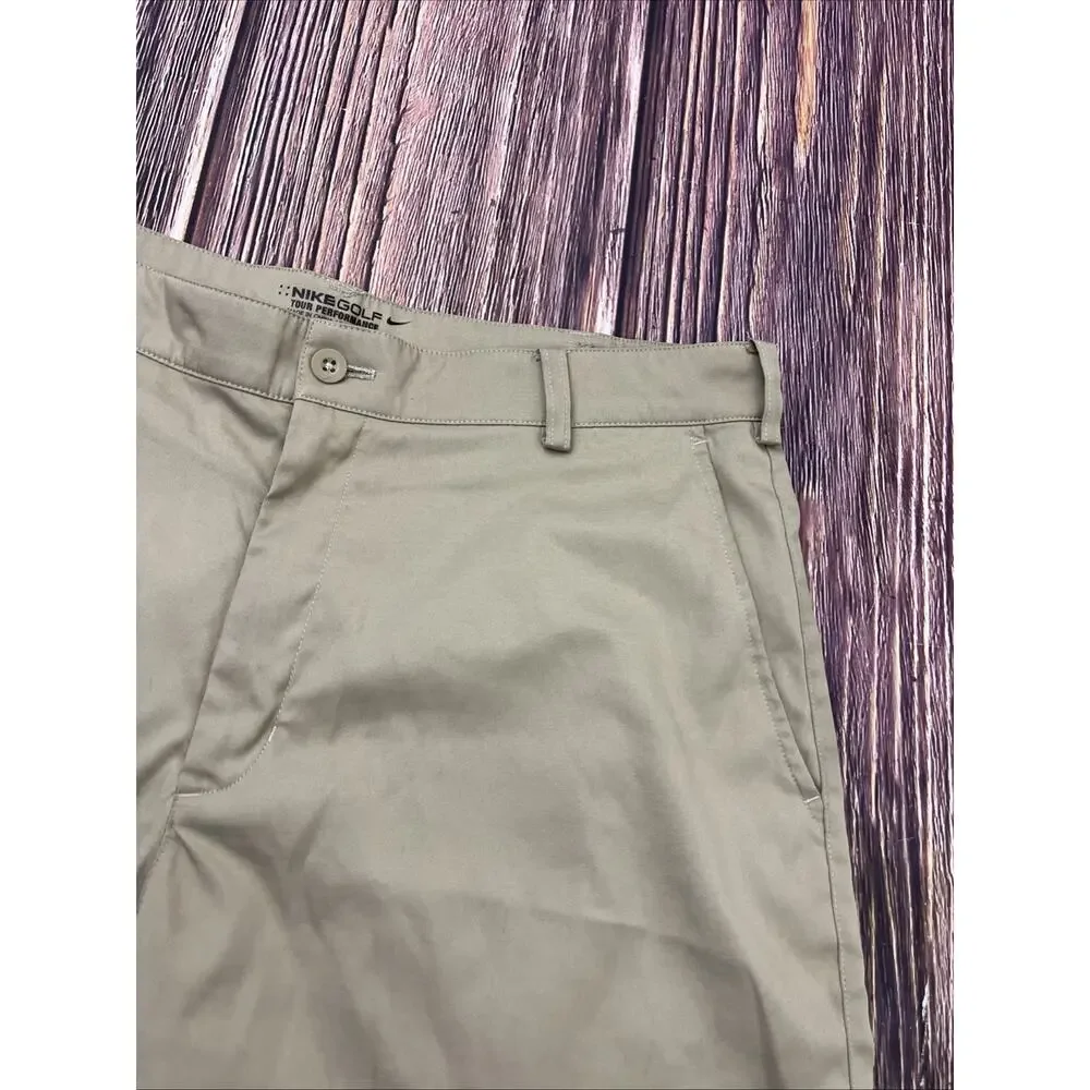Nike Golf Tour Performance Dri-Fit Shorts Mens 32 Beige Chino Pockets